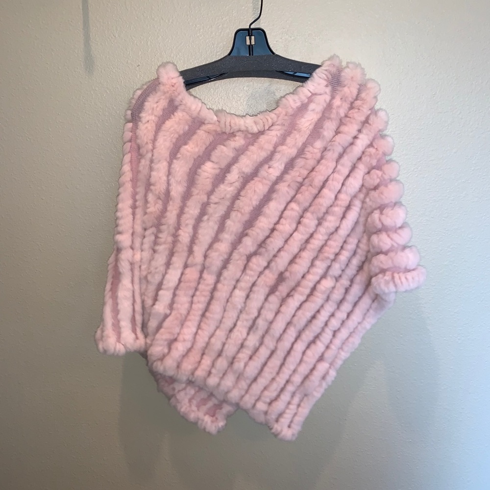 Faux Fur Poncho - Pink